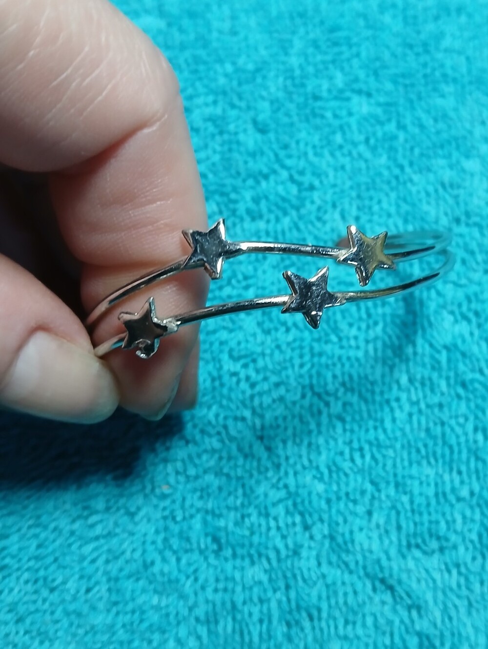 Silver Star Double-Band Cuff Bracelet